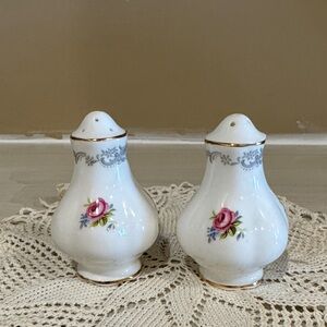 Royal Albert Tranquility Salt and Pepper Shakers with Pink Rose